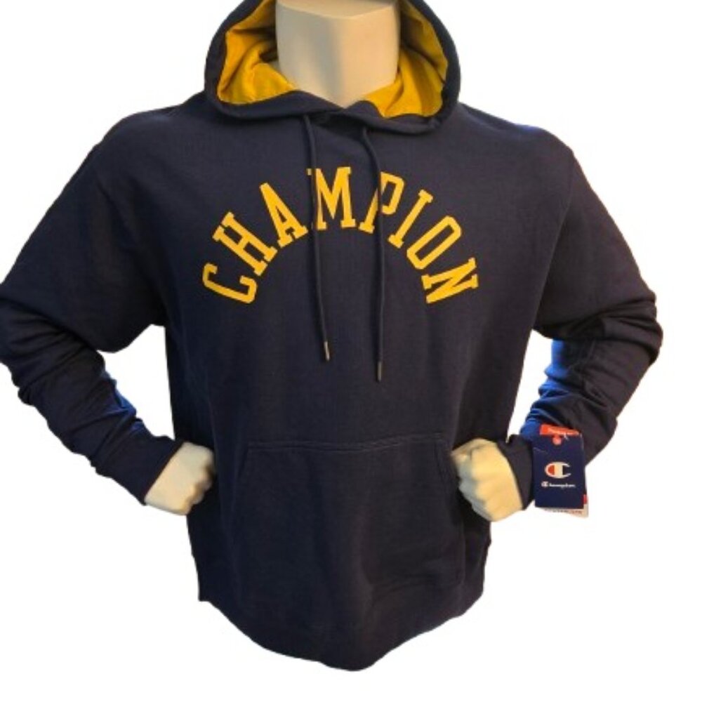 Champion Athletics Navy Hoodie – New with Tags, Size XL, Yellow Accents